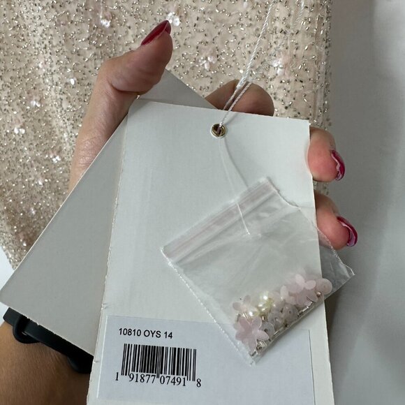 NWT Mac Duggal Floral Embellished Sequin Beaded Dress Oyster 14 #8587 - Picture 6 of 8